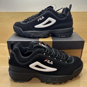 Men Fila Disruptor II Casual Shoes FW01653-018 Black White $125 Retail Size 11